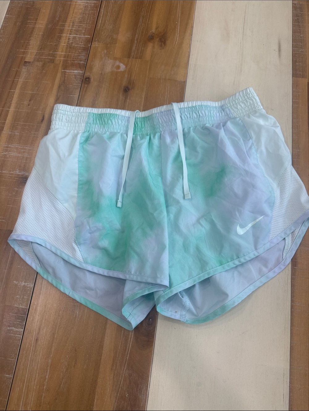NWOT! Nike Women's Mint and Light Blue Tie-Dye Running Shorts